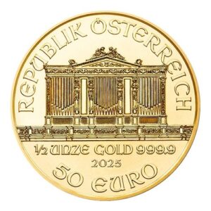 1-2 oz Zlatá minca Wiener Philharmoniker 2025 líc