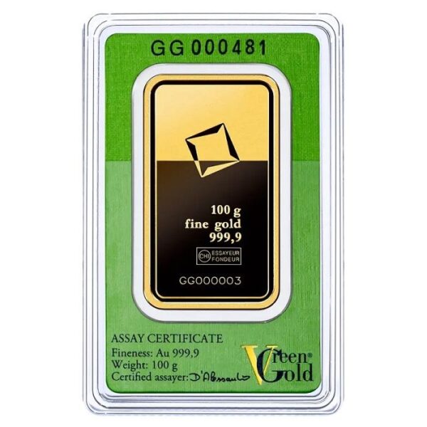100 g Zlatá tehlička Green Valcambi rs